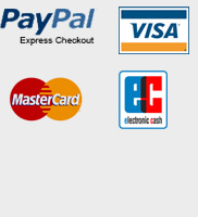 Bezahloptionen Paypal, Visa, Mastercard